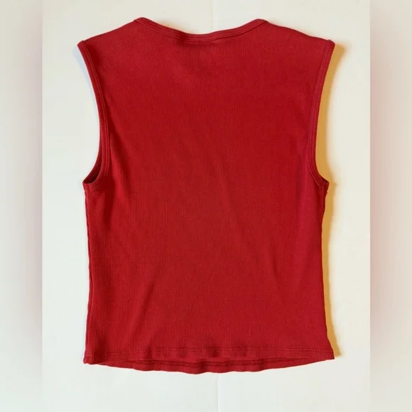 Reformation Red Ribbed Knit Top | small - Picture 2 of 5